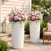 Trygoal front view white planter showing modern tapered shape and curb appeal