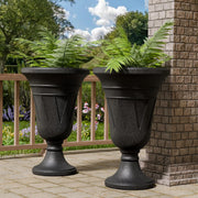 Trygoal front view of black urn planter shows elegant shape and curb appeal