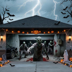 TTCHANG front view garage banner showing full zombie backdrop benefit dramatic curb appeal