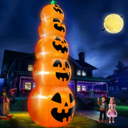TURNMEON front view of 14ft stacked pumpkins creating high-impact curb appeal