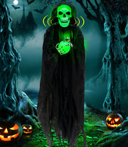 TURNMEON front view of 65 inch grim reaper, dramatic porch focal point