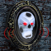 TURNMEON haunted mirror front view showing skull face and reflective panel benefits atmospheric decor