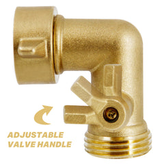 Twinkle Star elbow attached to a wall spigot reducing hose strain and protecting faucet