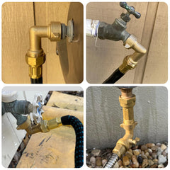 Twinkle Star elbow installed on RV inlet demonstrating space-saving routing benefit