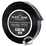 U.S. Pool Supply front view of heavy-duty backwash hose showing length and branding benefits durability