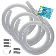 U.S. Pool Supply front-packaging showing three white replacement hoses and clamps for reliable repairs