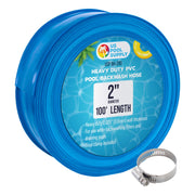 U.S. Pool Supply front view of packaged 2" x 100' backwash hose showing product benefit durable