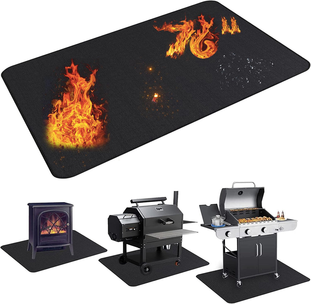 UBeesize front view of grill mat protecting deck with clear coverage benefit