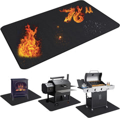 UBeesize front view of grill mat protecting deck with clear coverage benefit