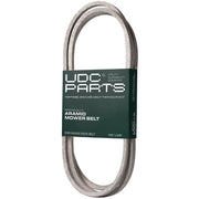 UDC Mower Belts 539104335 front view showing belt coiled and label for easy identification