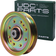 UDC Parts idler pulley front view showing exact fit and improved belt tracking