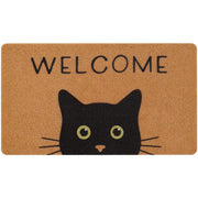 UINI front view doormat showing black cat design and welcoming look