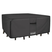 ULTCOVER front view on covered patio table showing full protection benefit