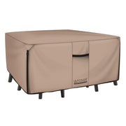 ULTCOVER front view showing full coverage protecting patio set