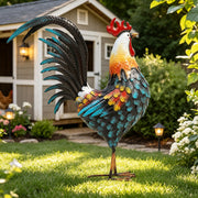 Ultym front view large rooster statue focal point in yard