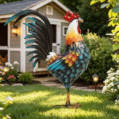 Ultym front view large rooster statue focal point in yard