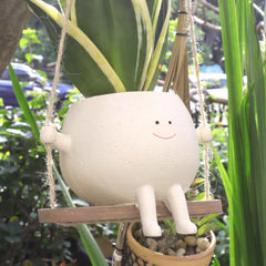UMESONG front view hanging face planter showing cheerful design and easy hanging