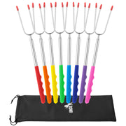 UNCO front view of full 8-piece roasting stick set showing organized packaging and portability