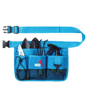 UNCO front view blue belt showing seven pockets and organized storage benefit
