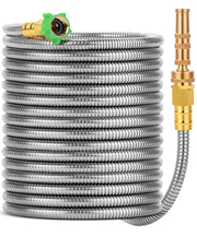 UNCO front view showing full metal hose and attached brass nozzle for durability