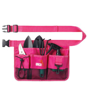 UNCO gardening belt front view showing seven pockets for organized tool storage