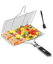 UNCO front view of grill basket showing full cooking surface and lock