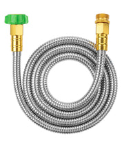 UNCO stainless steel hose front view shows compact design and quick setup benefit