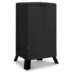 Unicook front view showing cover fitted and protecting smoker outdoors