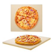 Unicook pizza stone front view showing square baking surface and even heat benefits