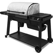 Unidanho front view fitted on Traeger Woodridge Pro grill for better heat retention