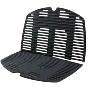 Uniflasy front view of cast iron grates showing fit for Weber Q grills and restored cooking area