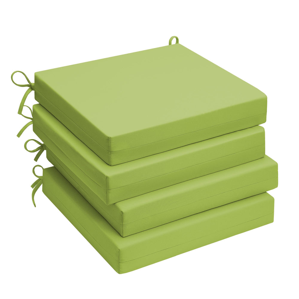 UNIKOME front view of four green cushions showing neat square corners and color — comfortable seating