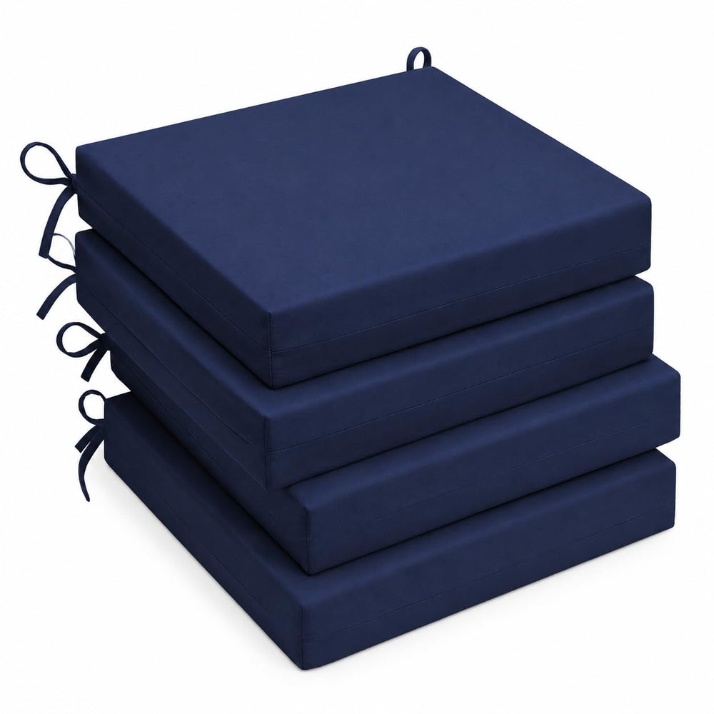 UNIKOME front view of four navy cushions showing neat stack and color — stylish seating