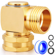 UNWAVER brass elbow front view showing durable 58-3 brass and threads for long-lasting use