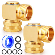 UNWAVER brass elbow front view showing compact 90° design and durability