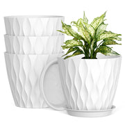 UOUZ front view of four 8-inch pots showing modern waffle texture and clean design benefiting décor