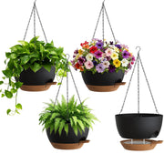 UOUZ front view of black hanging planter showing sleek design and easy hanging