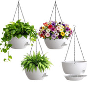 UOUZ front view of four white hanging planters showing modern design and neat display