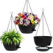 UOUZ hanging planter front view showing sleek black finish and modern design benefits