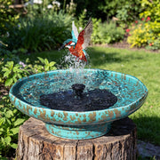 UPSJYJ front view of ceramic bird bath showing elegant shape and curb appeal
