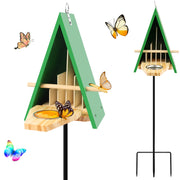 UQM butterfly house front view showing shelter and natural finish benefits observation