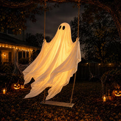 UrBstly front view of hanging ghost swing creating spooky focal point