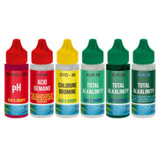 U.S. Pool Supply front packaging showing six refill bottles and brand benefits