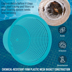 U.S. Pool Supply skimmer basket installed in skimmer showing improved protection
