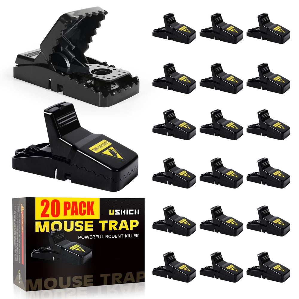 USKICH front packaging showing 20 reusable mouse traps and product benefits