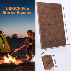 USKICH fire starters placed in a fireplace illustrating quick, reliable indoor ignition