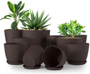 Utopia Home front view of brown multi-size planters showing organization benefit