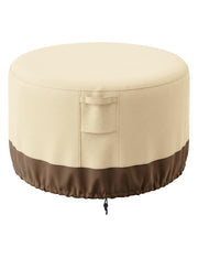 Vailge front view of round fire pit cover showing full protection benefit