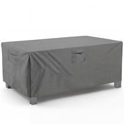 Vailge front view of rectangular cover protecting table — weatherproof defense