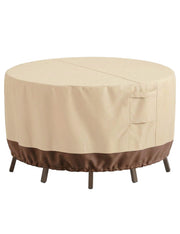 Vailge front view of round table cover showing full protection and neat fit